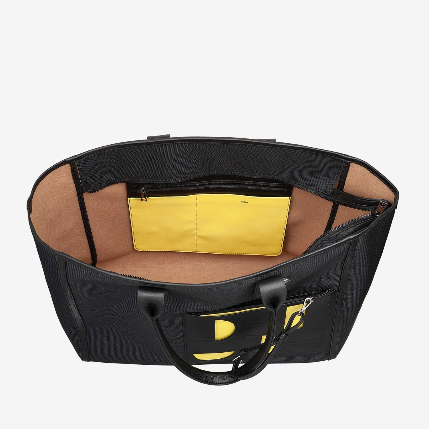 DuDubags Ellen shopper skinn svart/gul