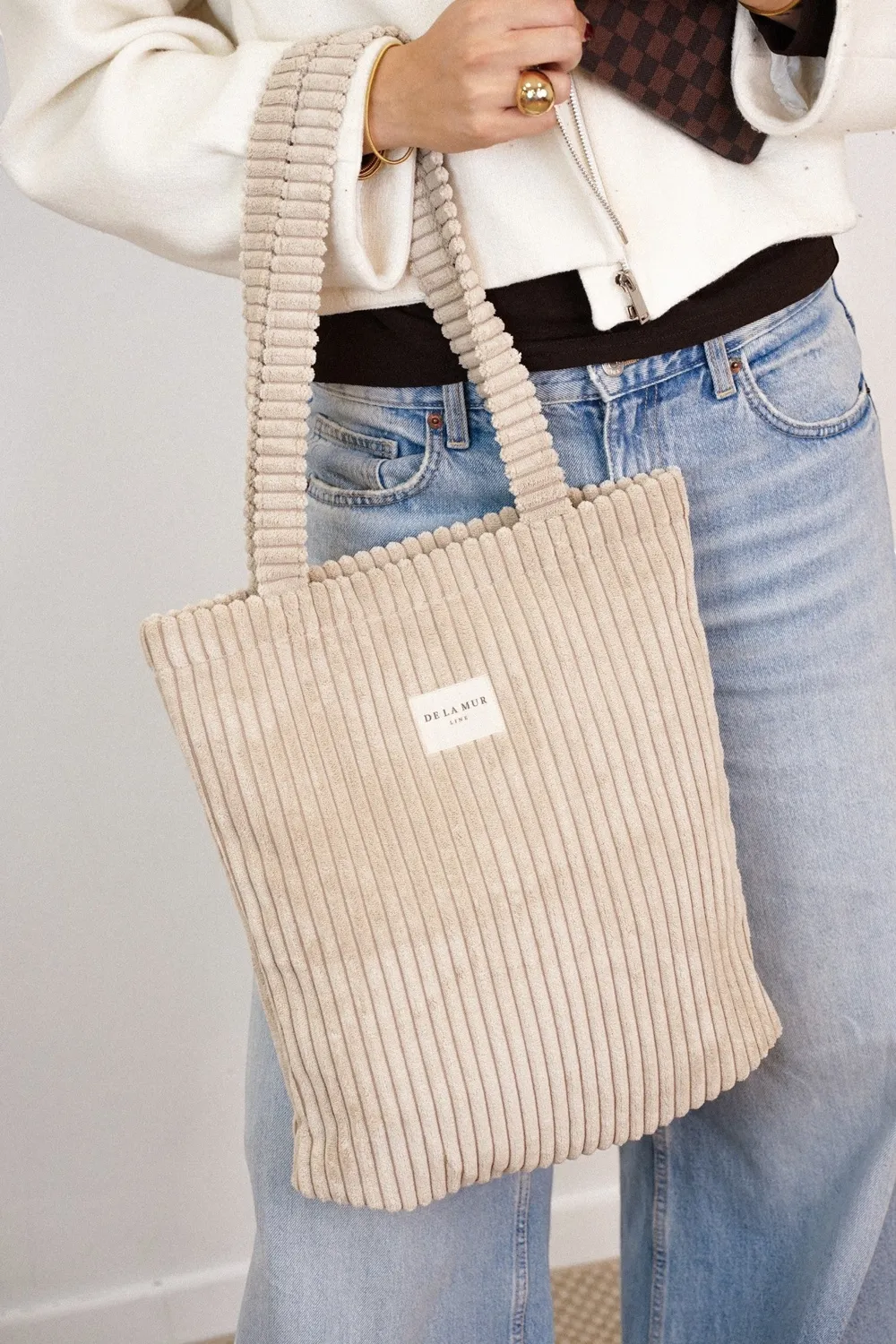 De La Mur Pequeña Cremallera totebag moka kordfløyel