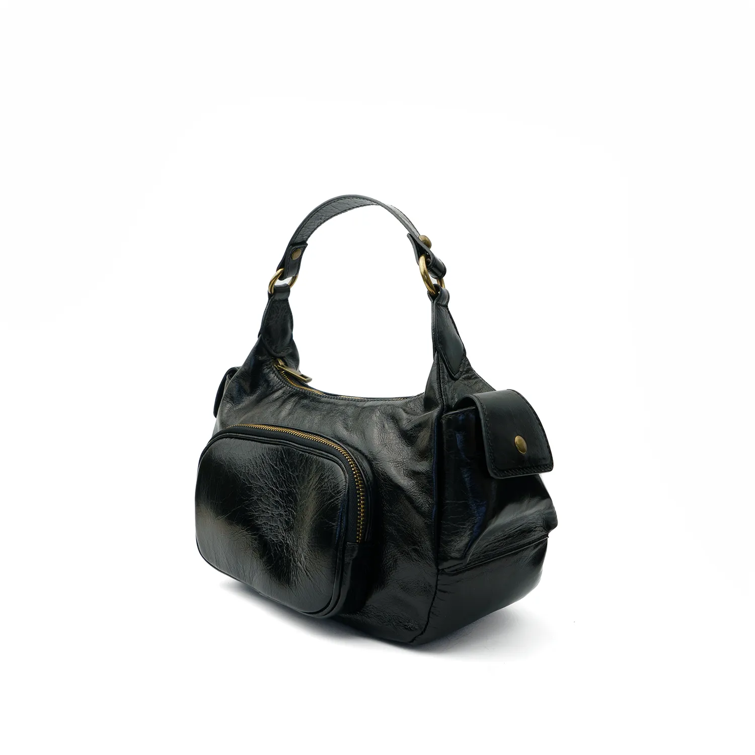 Latalia Siena veske svart nappalakk 31 cm
