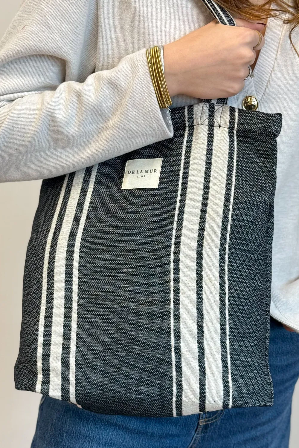 De La Mur Tica totebag stripet 35 cm glidelås