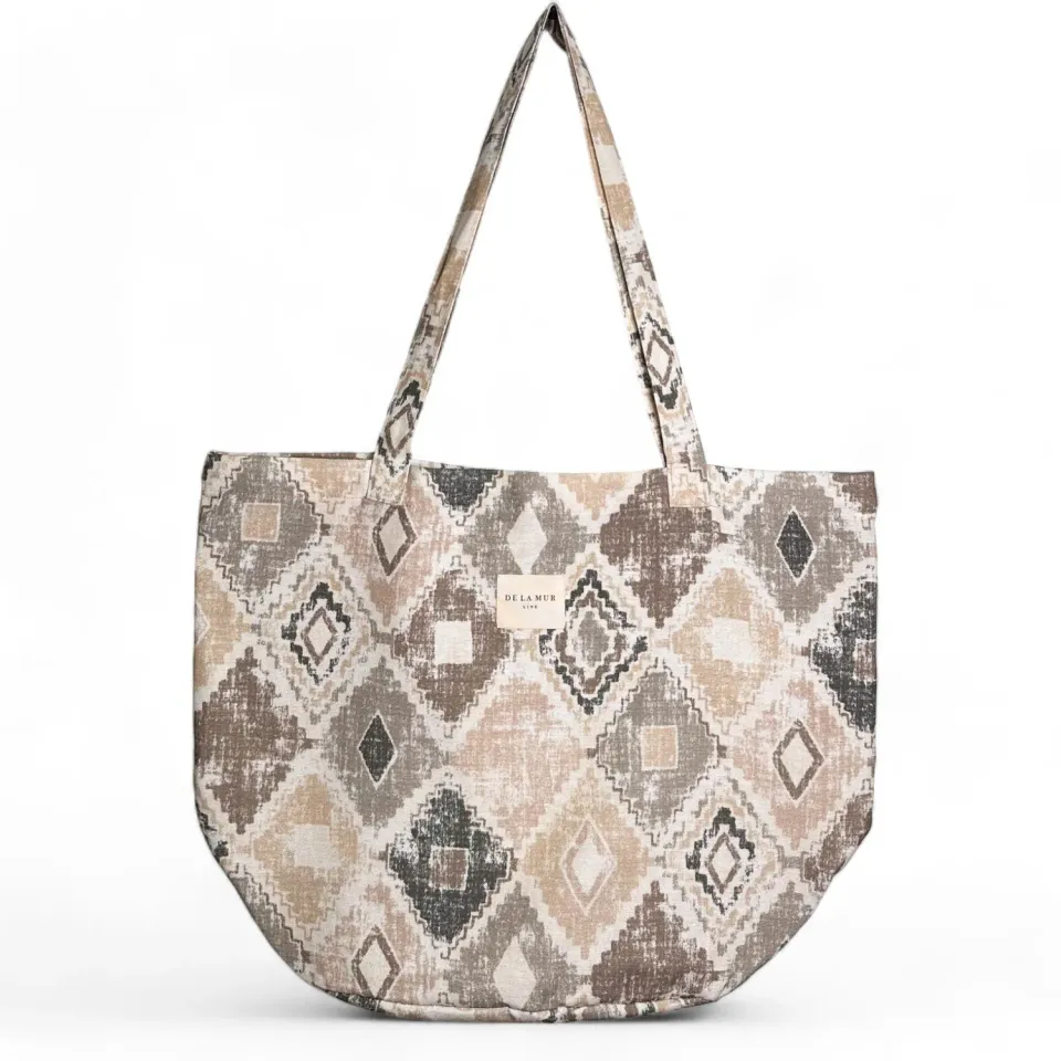 De La Mur Oso shopper stor 51x37 grå geometrisk