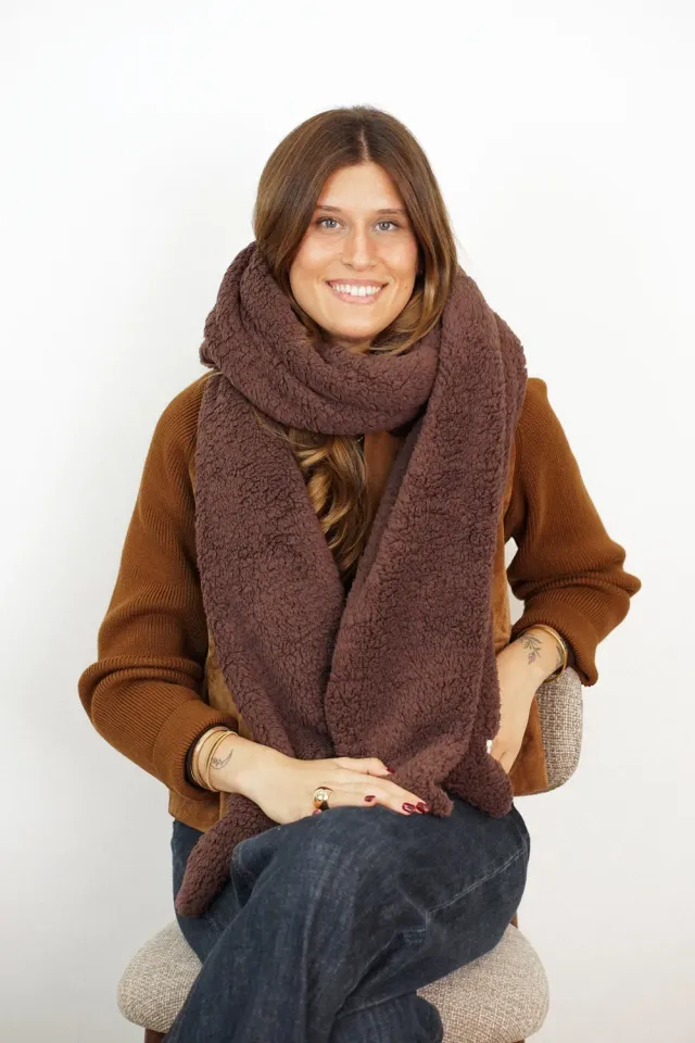 De La Mur Copo skjerf 49x240 brunt teddy
