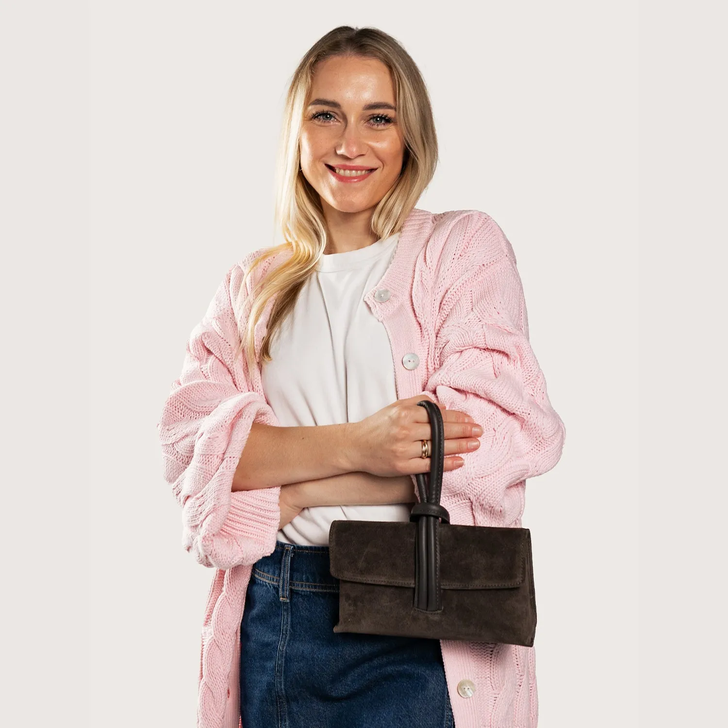 Latalia Barletta clutch semsket veske espresso