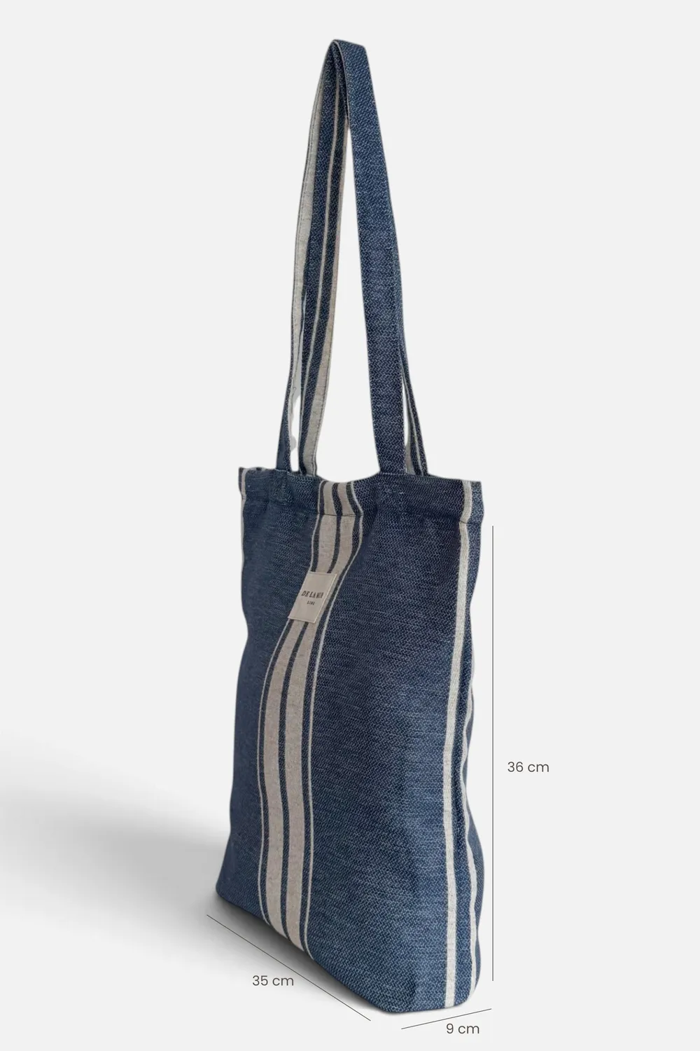 De La Mur Kara liten totebag blå stripet med glidelås