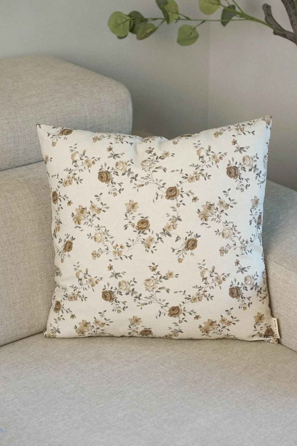 De La Mur Bara putetrekk 45x45 cm beige blomster