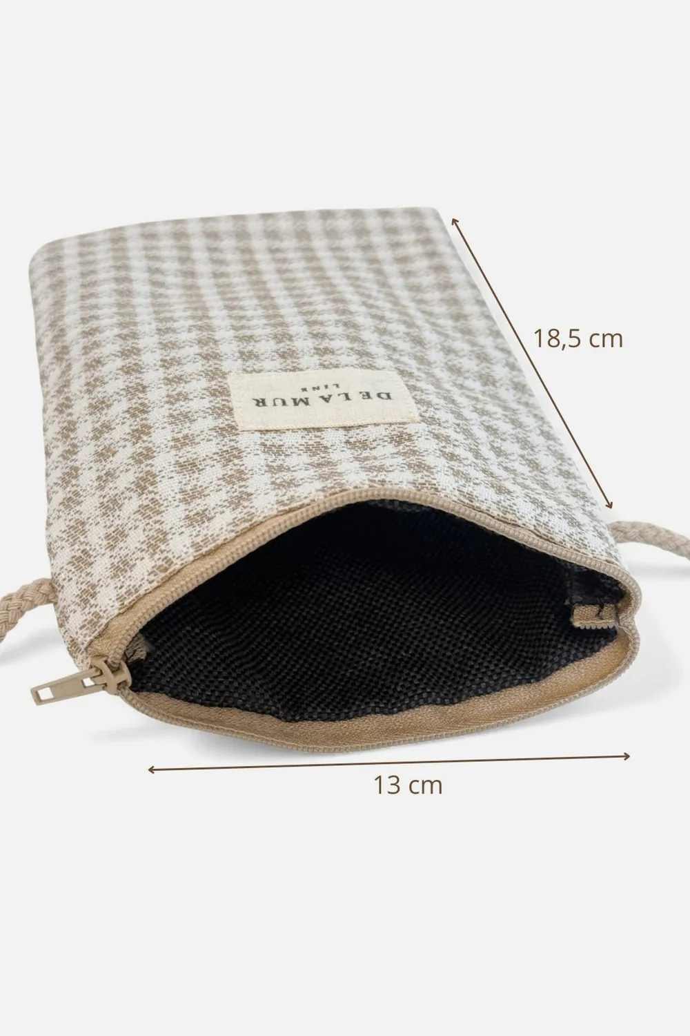 De La Mur Vison Porta Móvil mobilveske beige rutete 13x18 cm