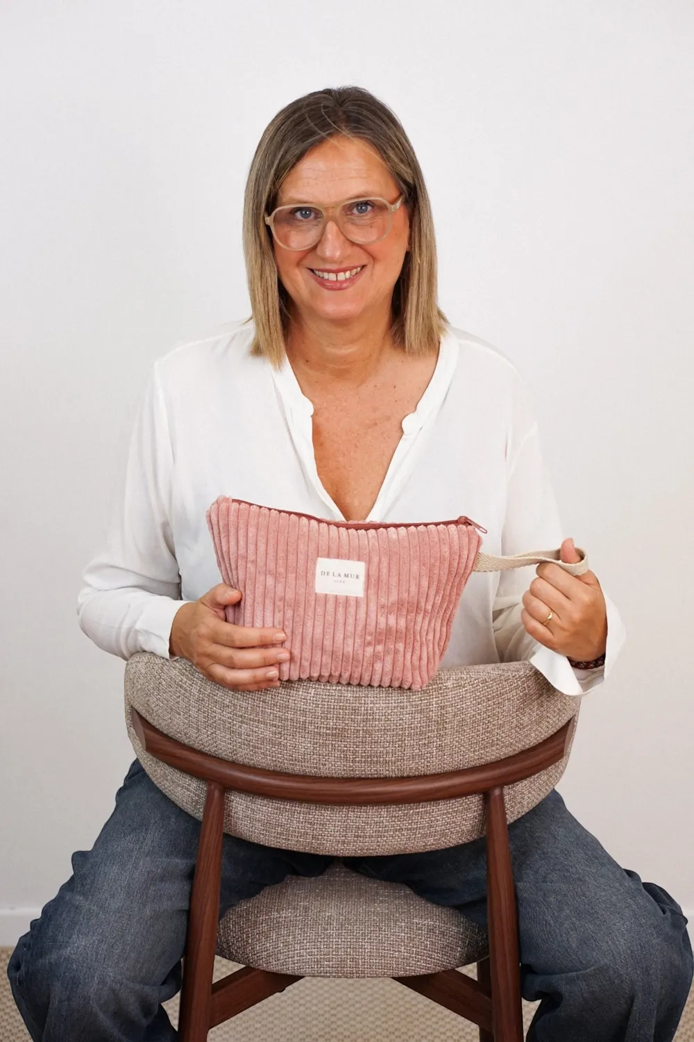 De La Mur Crepe stor toalettmappe rosa 29 cm