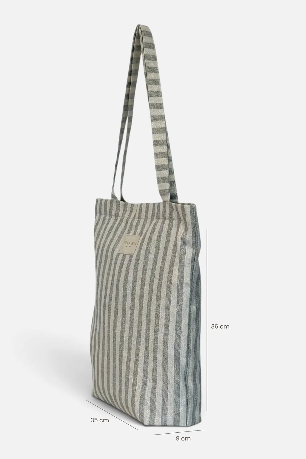 De La Mur Lugris totebag liten grå striper glidelås