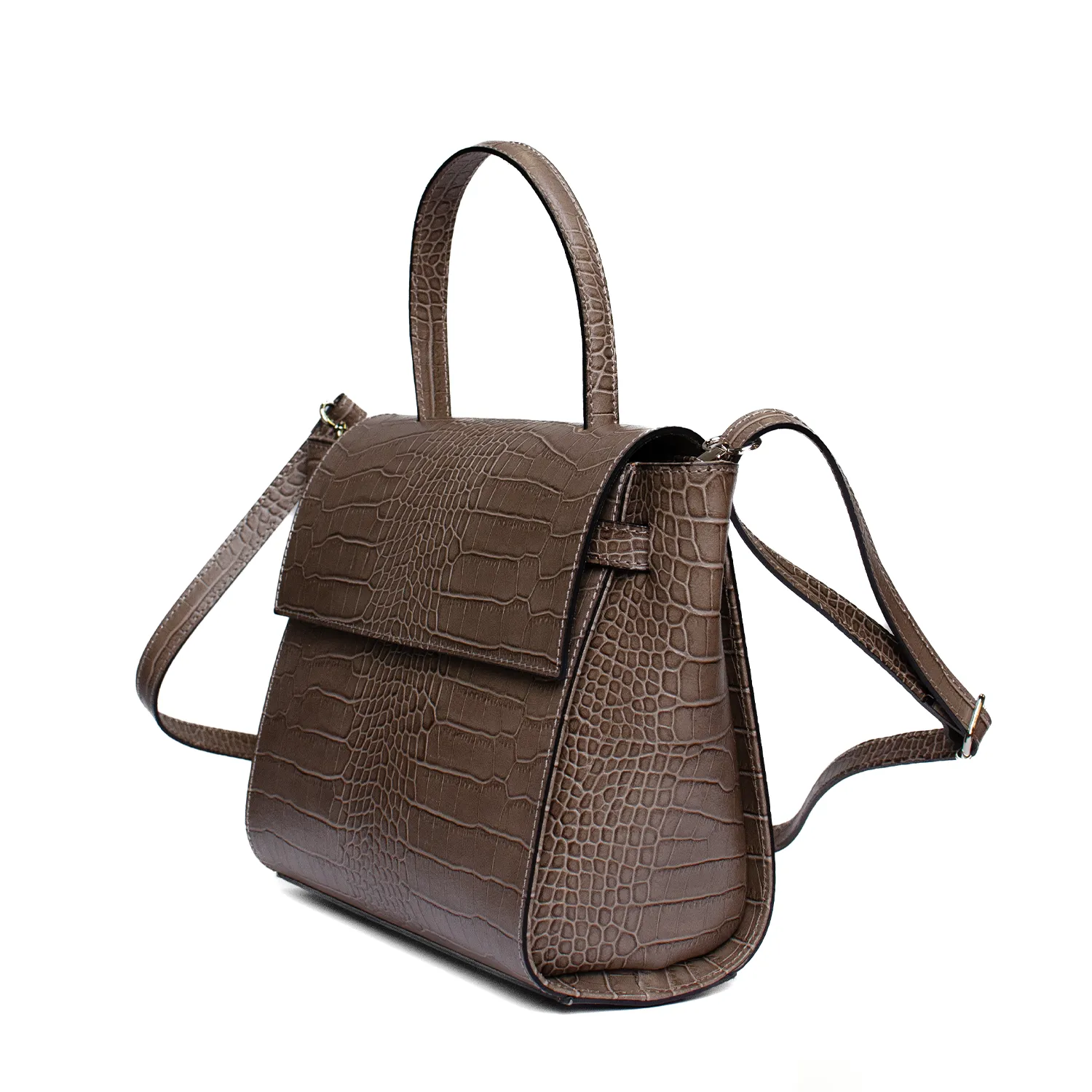 Latalia Arezzo håndveske croco taupe skinn