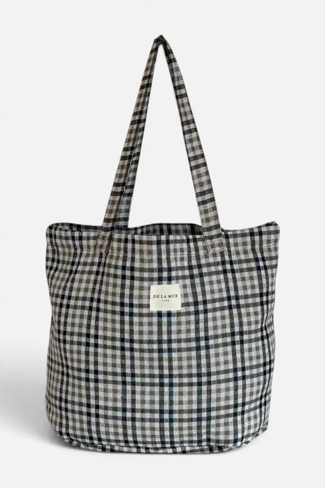 De La Mur Lian Grande shopper rutet beige svart