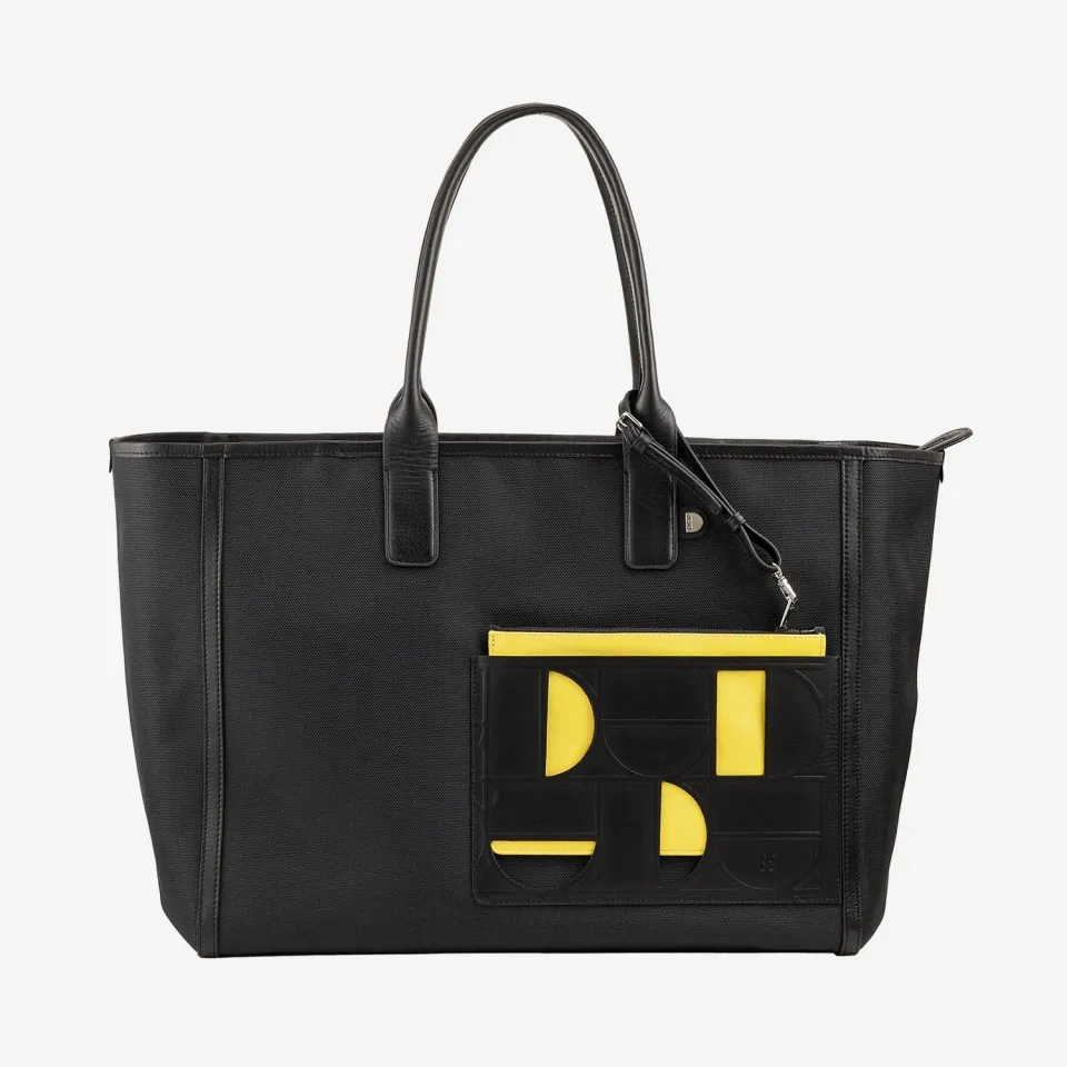 DuDubags Ellen shopper skinn svart/gul