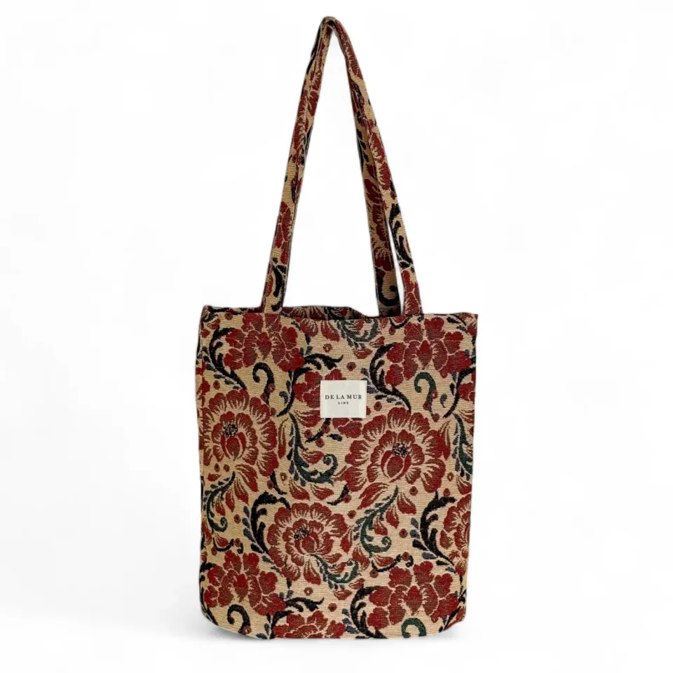 De La Mur Adam totebag liten 34x37 cm beige blomster