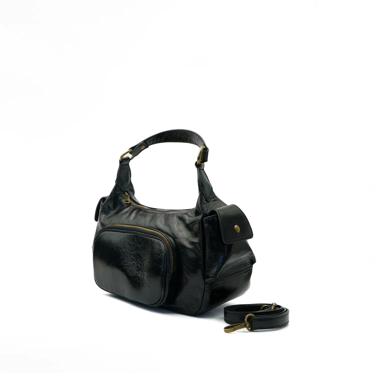 Latalia Siena veske svart nappalakk 31 cm