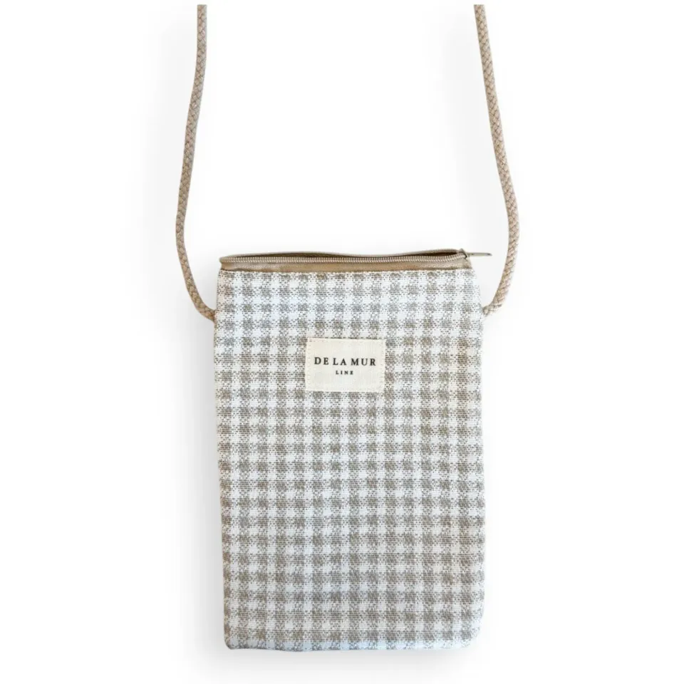 De La Mur Vison Porta Móvil mobilveske beige rutete 13x18 cm