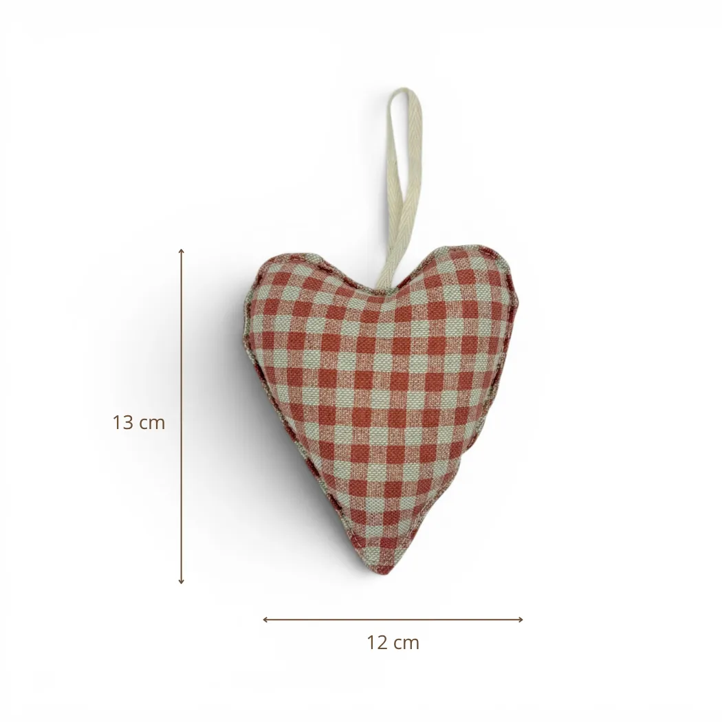 De La Mur 3C dekorhjerte vichy rød 13x12 cm