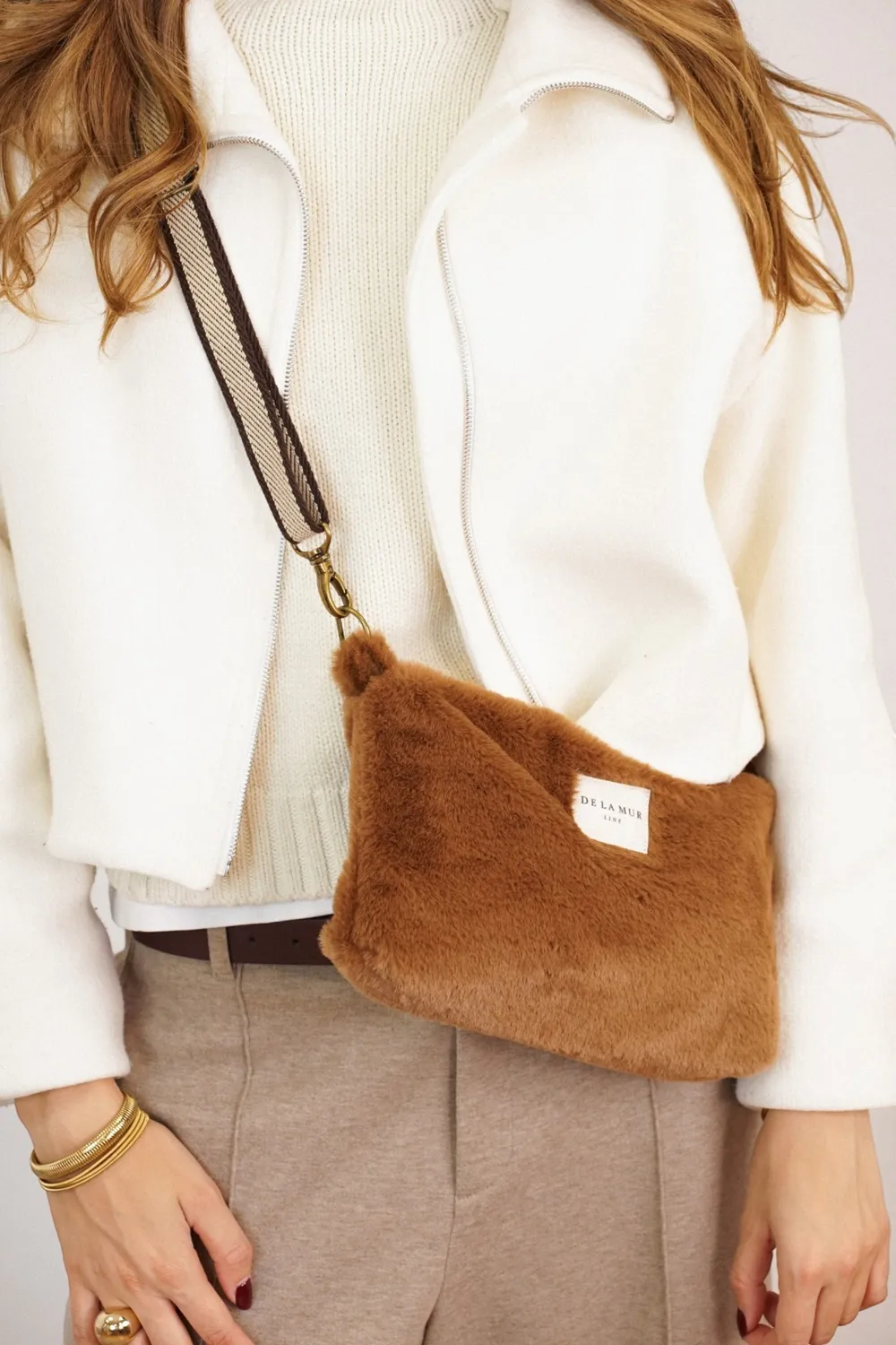 De La Mur Pile clutch veske brun 29x17 cm