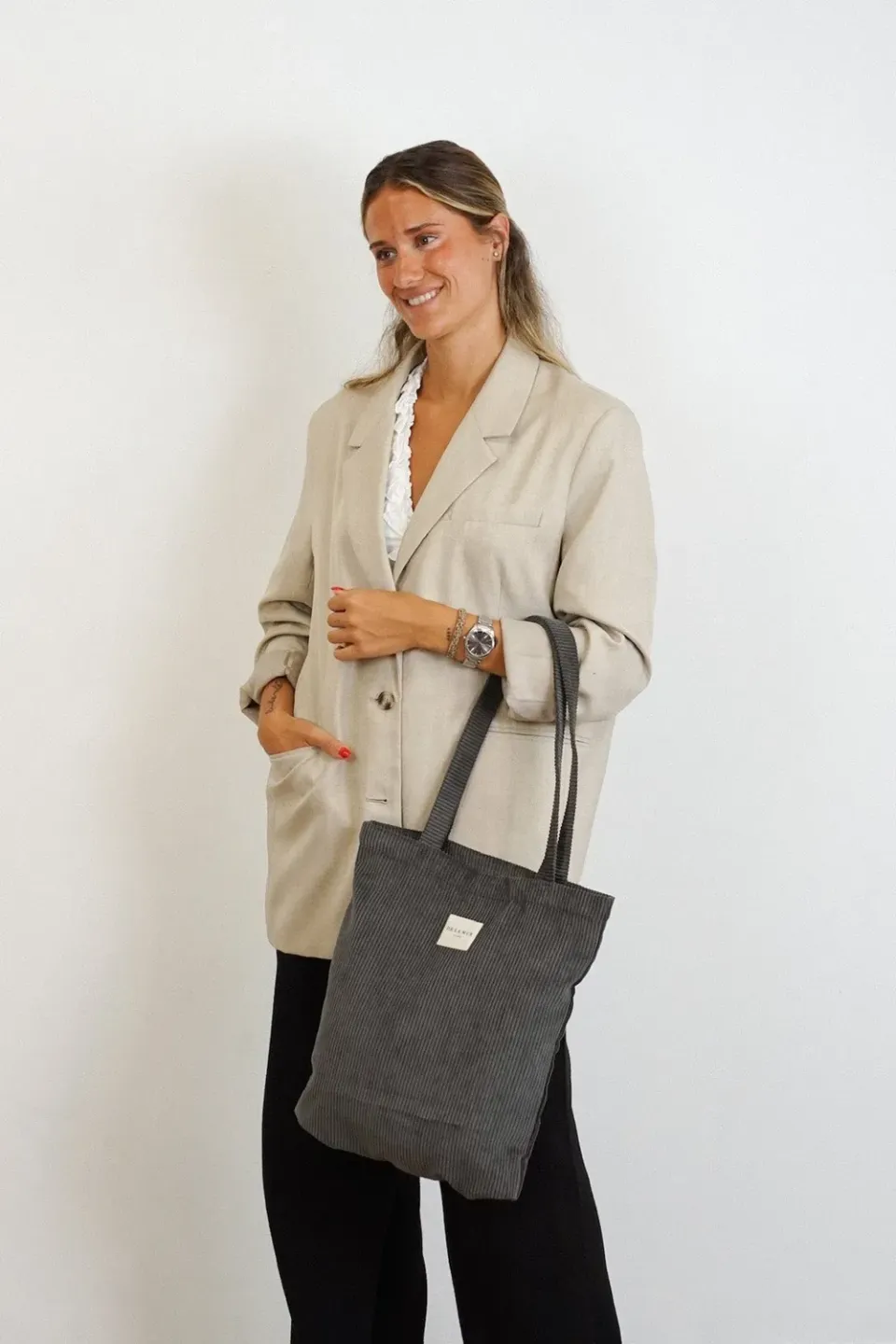 De La Mur Boni liten tote bag grå med glidelås
