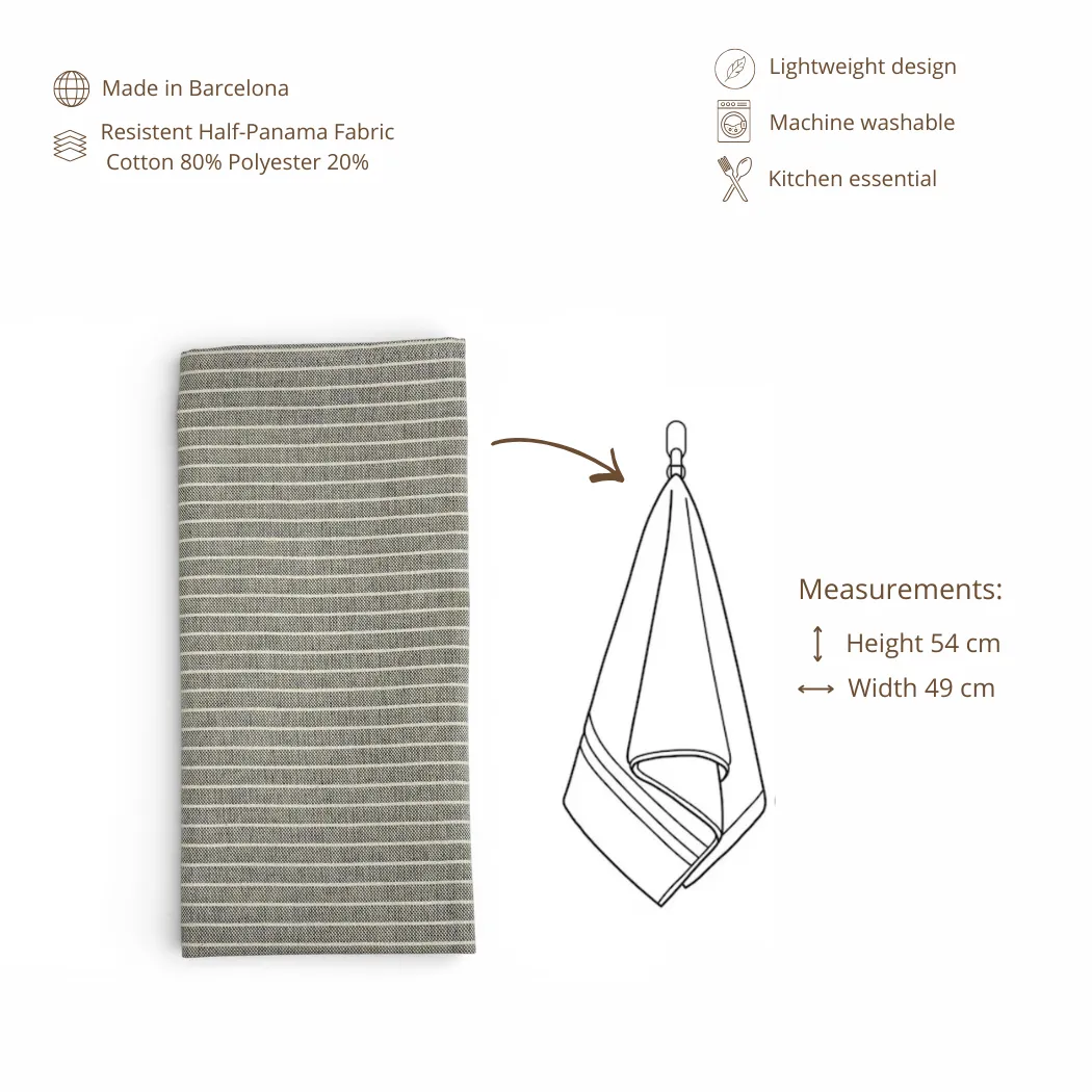 De La Mur Perla kjøkkenhåndkle 54x49 grå stripet