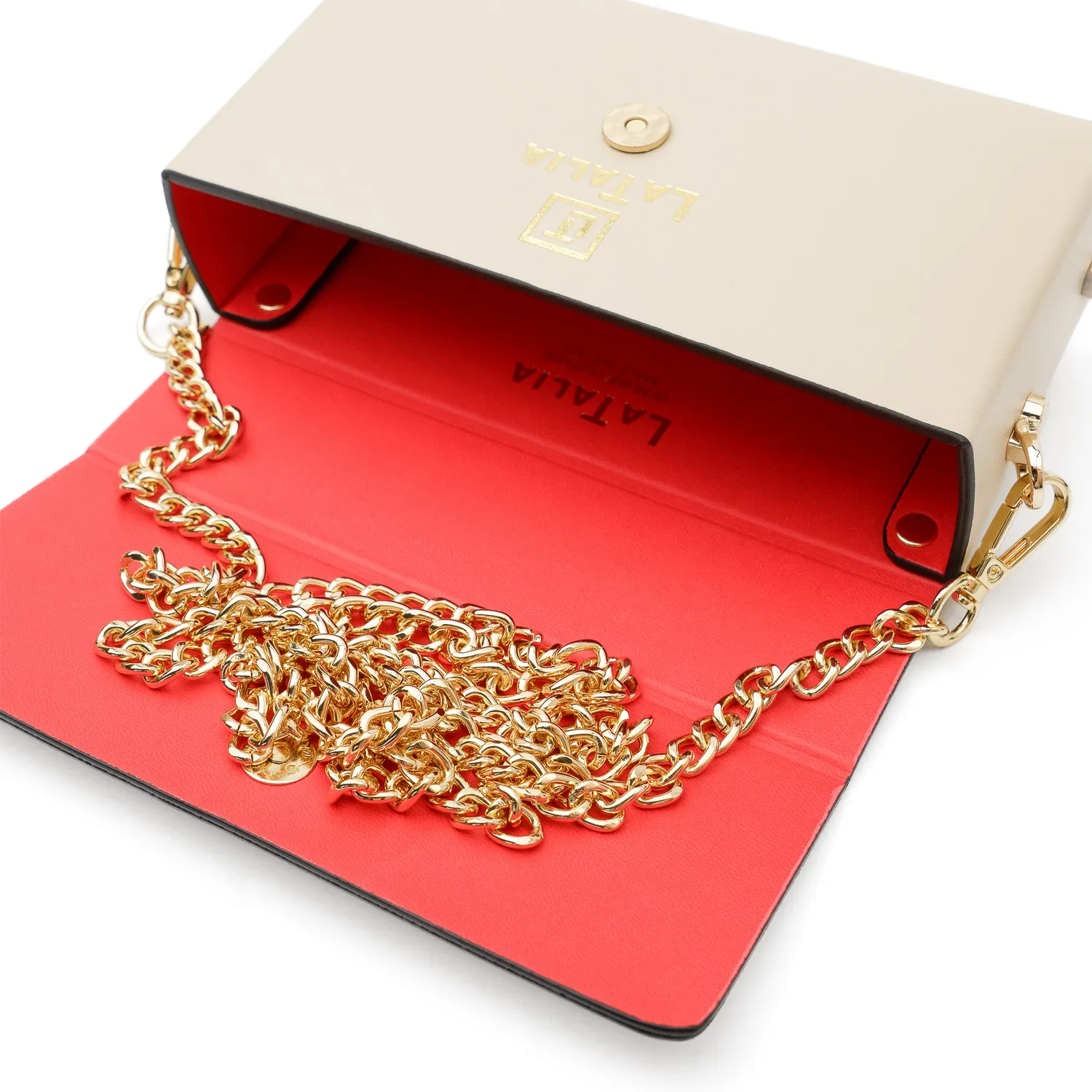 Latalia Fondi clutch skinnveske beige 18 cm