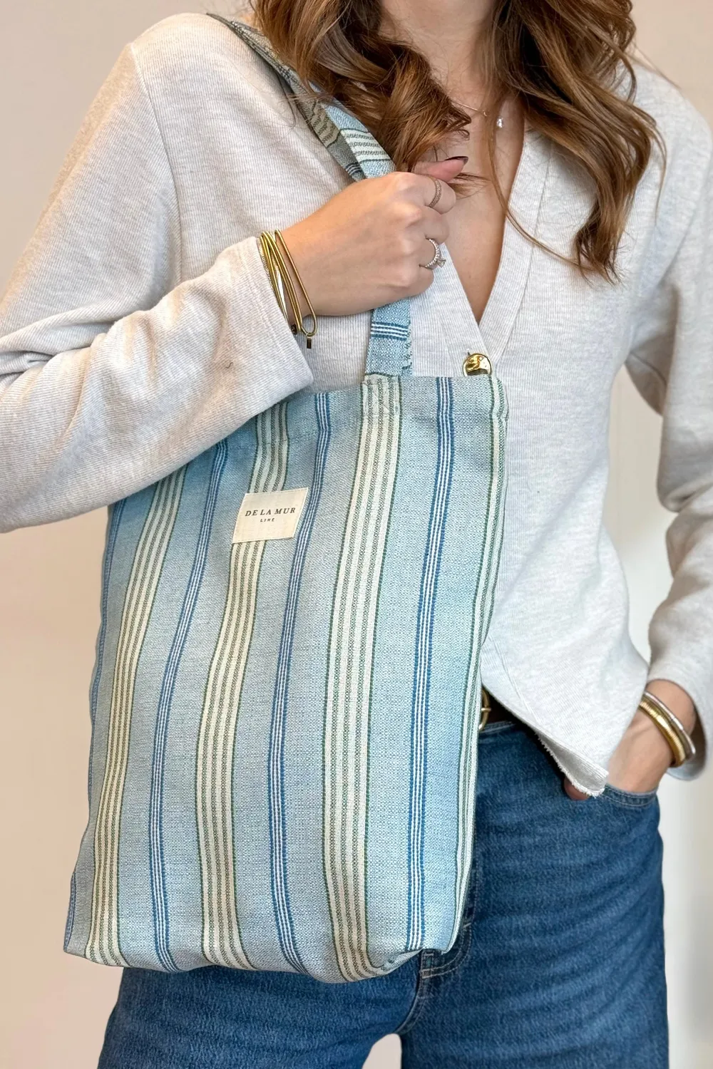De La Mur Cata totebag blå grønn liten