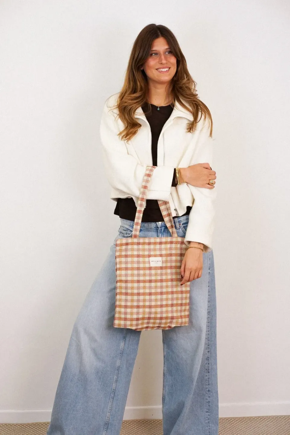 De La Mur Zia totebag 35 cm terrakotta rutet