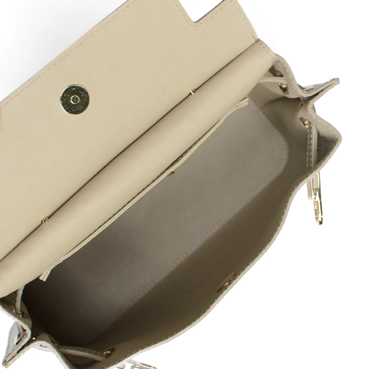 Latalia Rivoli skinnveske beige 27 cm med klaff