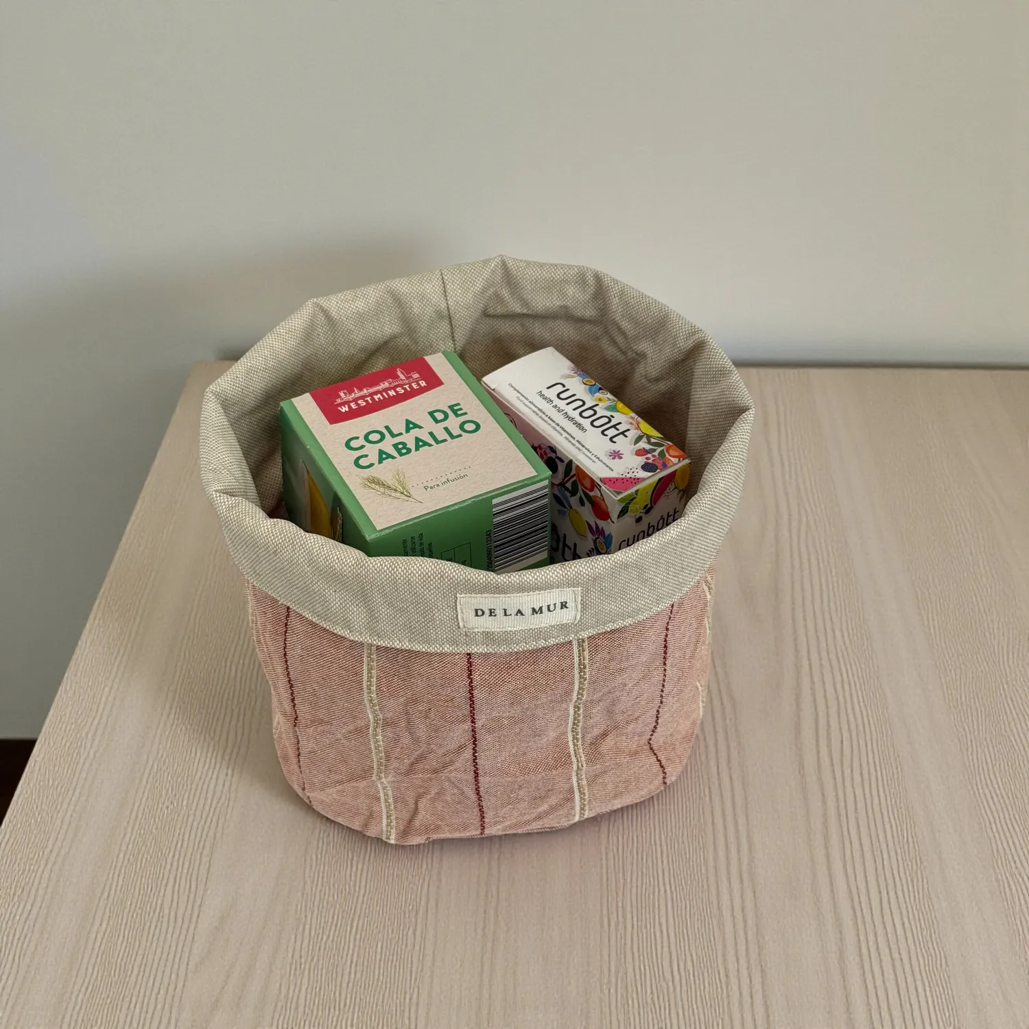 De La Mur Galea kurv medium rosa stripet 17 cm