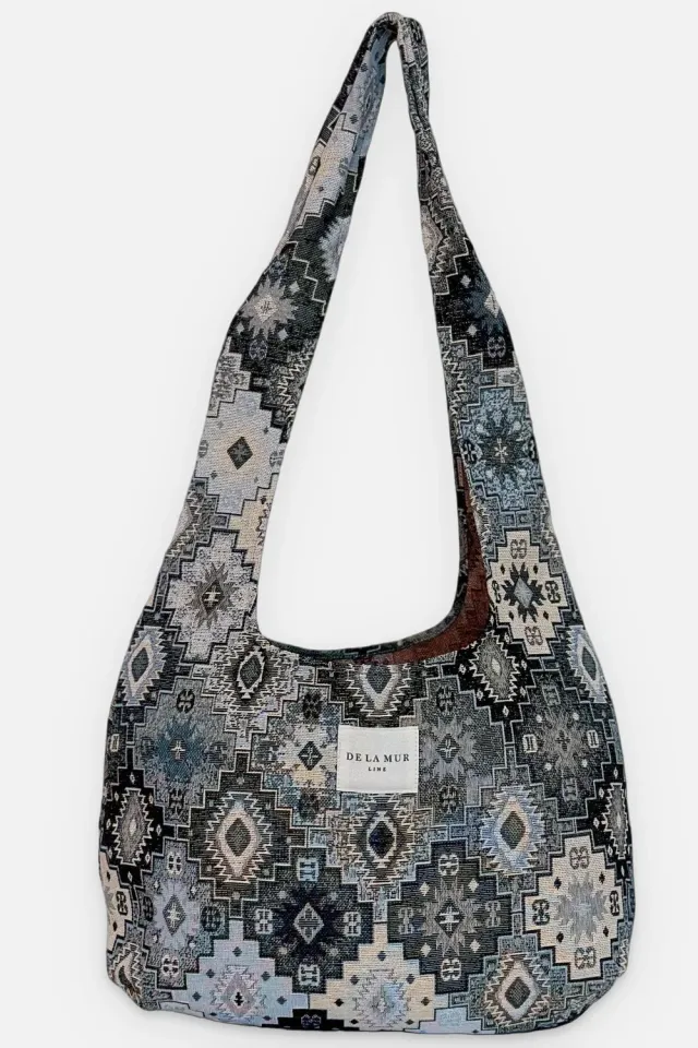 De La Mur Klos oval veske 37x71 cm blå jacquard