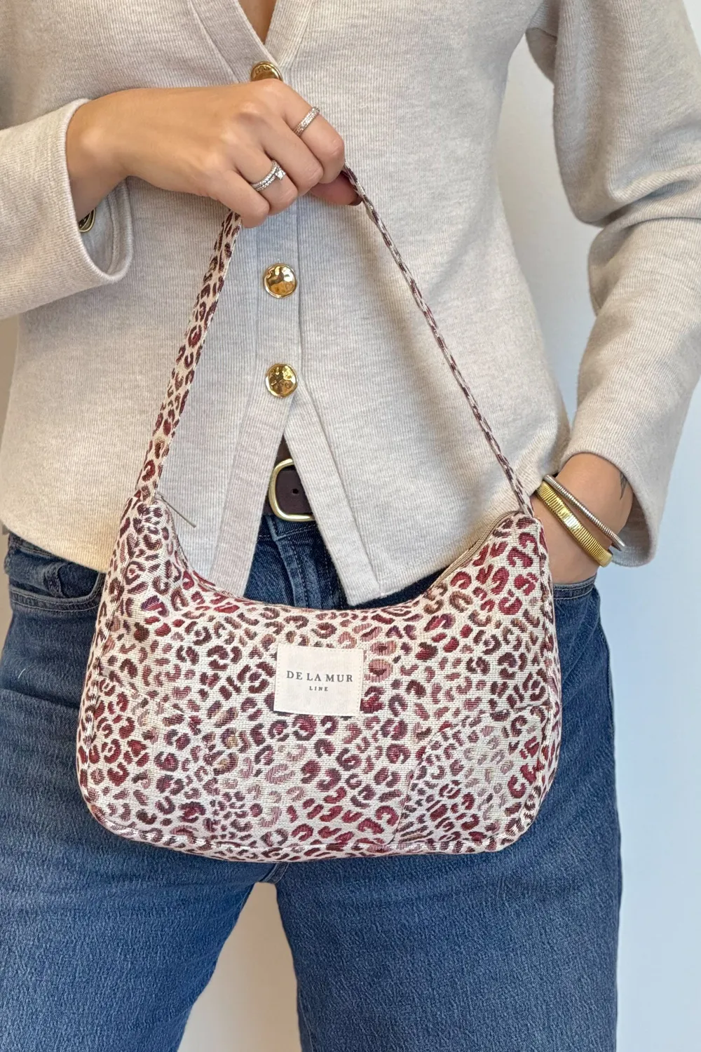 De La Mur Talco skulderveske leopard rosa 29x17 cm