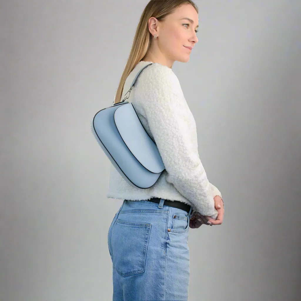 Latalia Rimini veske lyseblå skinn 27 cm