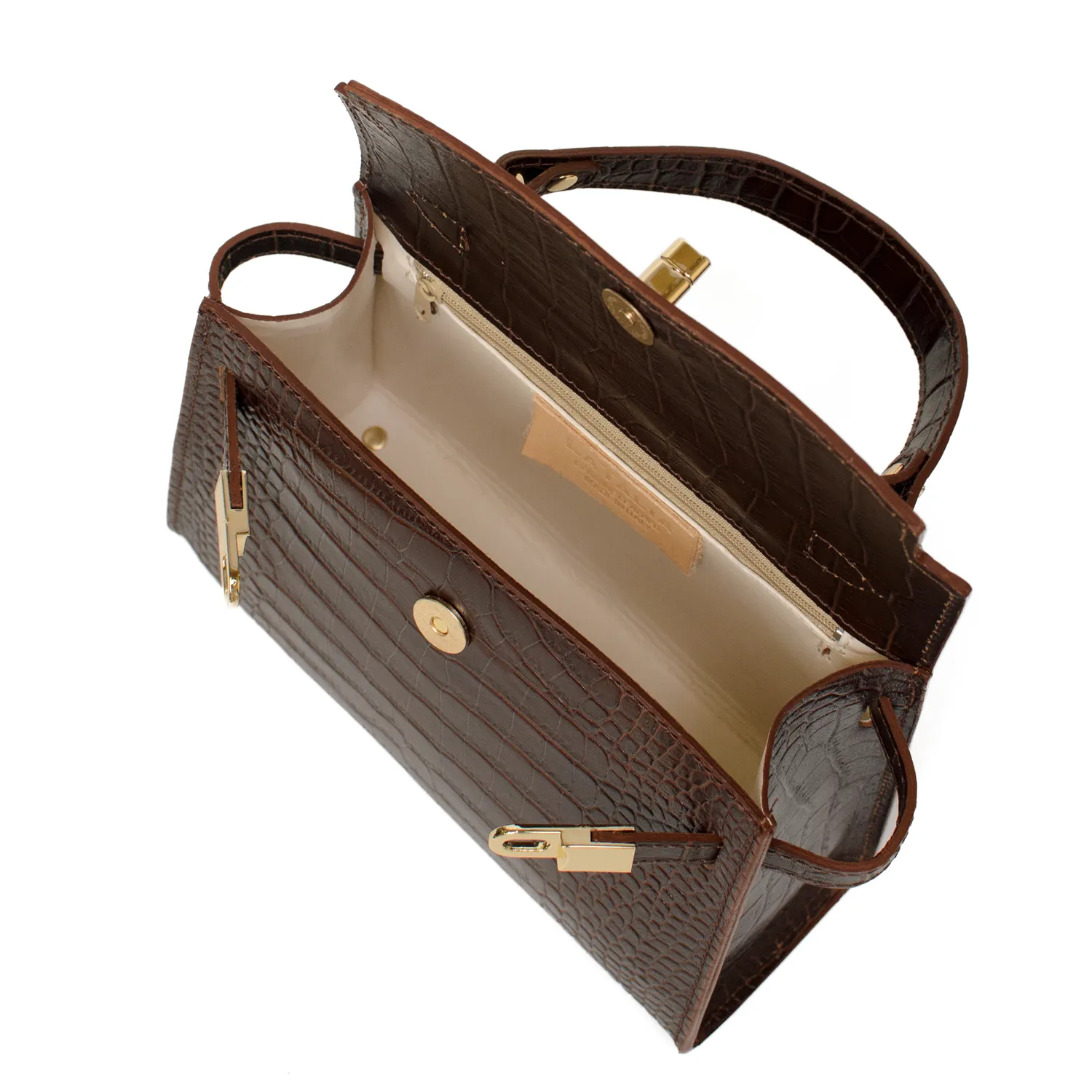 Latalia Trento Maxi veske brun croco 24 cm skinn