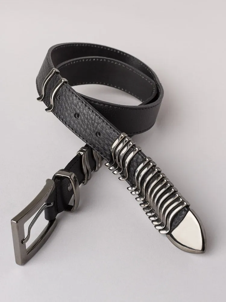 Cala Jade Rattle Belt belte svart Gun Metal skinn