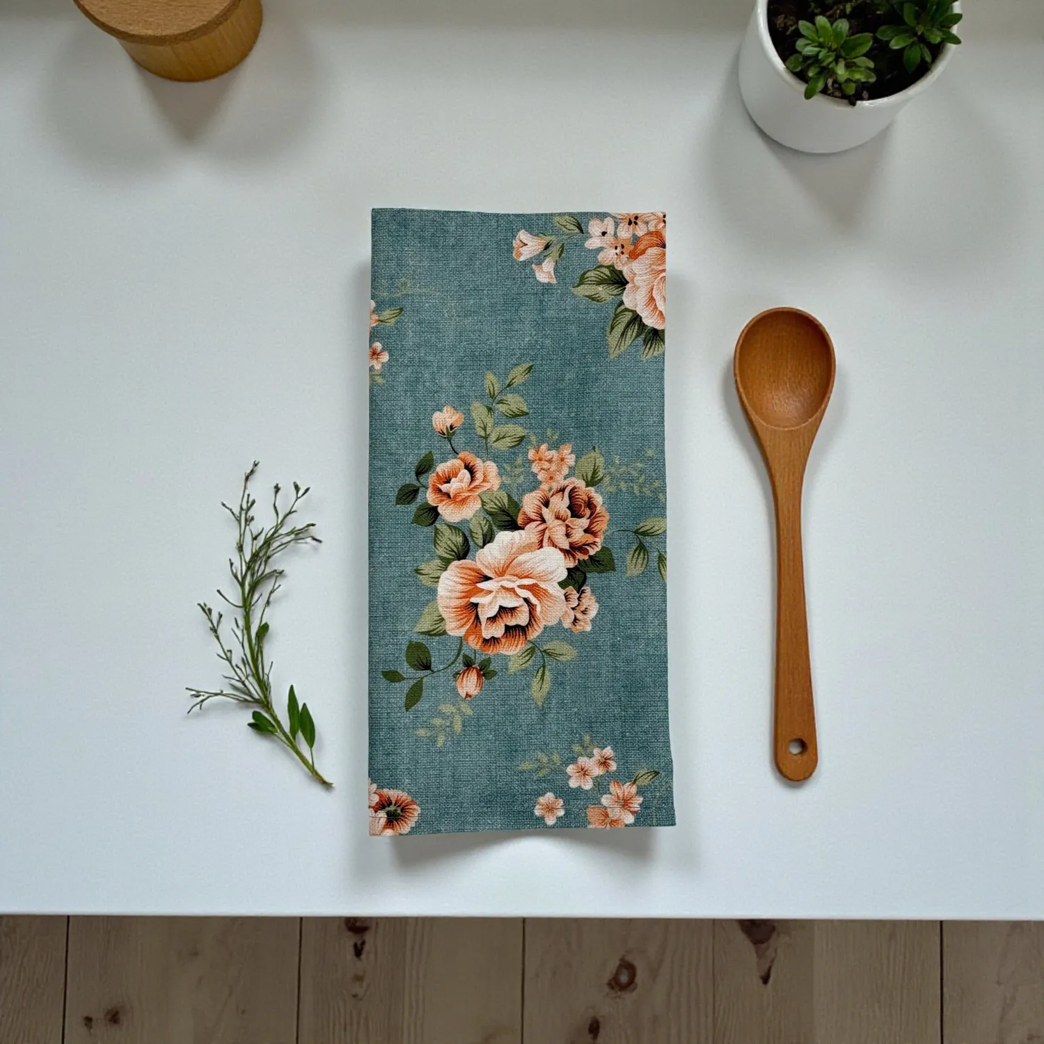 De La Mur Tivo kjøkkenhåndkle blått blomstret 54 cm