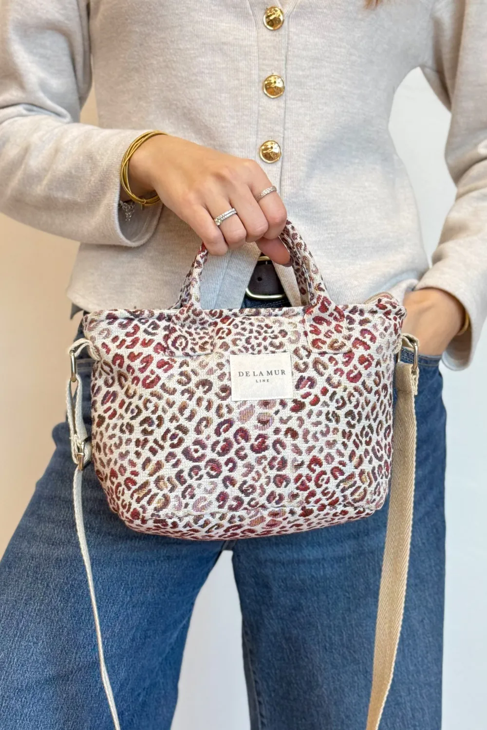 De La Mur Talco skulderveske leopard rosa