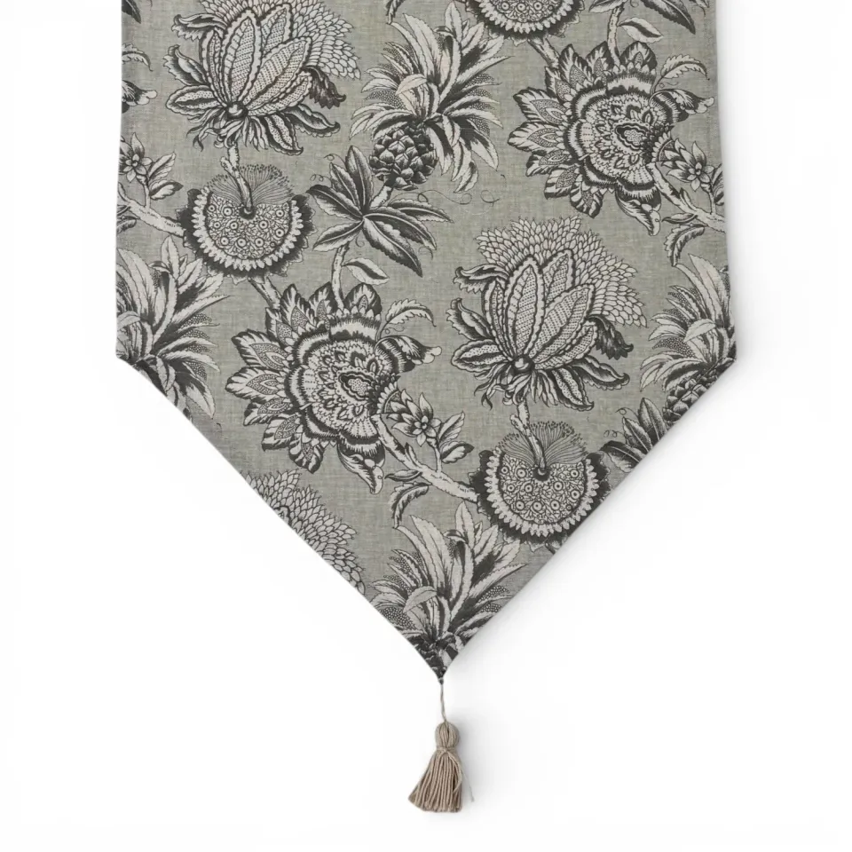 De La Mur Alex bordløper 41x165 grå blomst