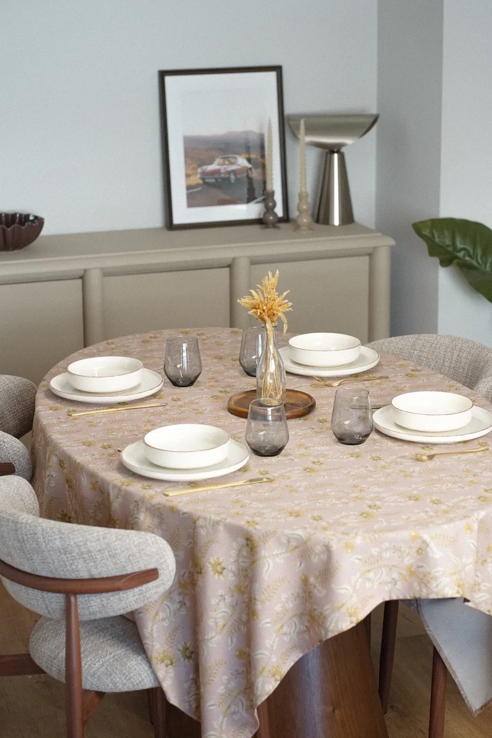 De La Mur Alba duk blomstret 150x150 cm mustard