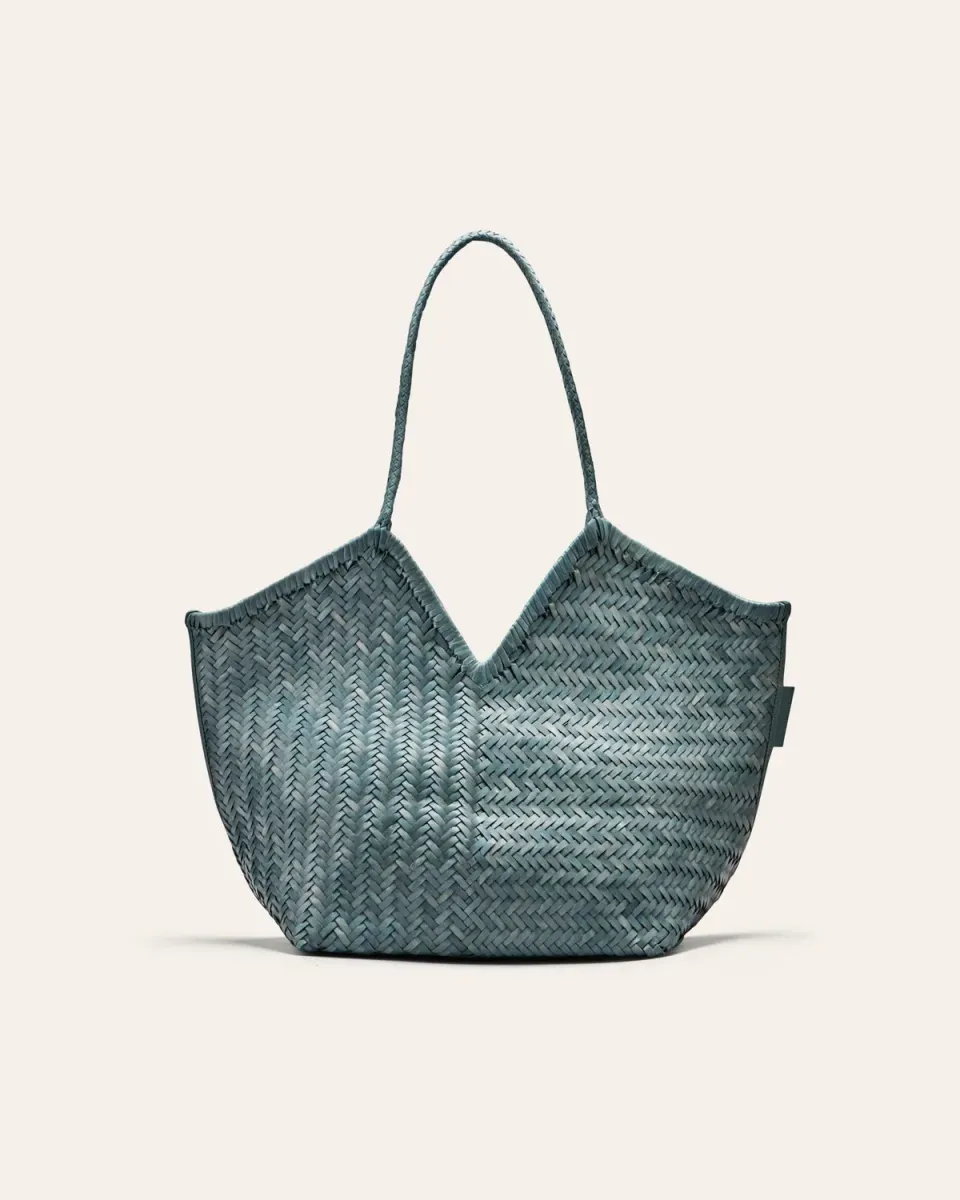Cala Jade Humi tote storm blue flettet skinn