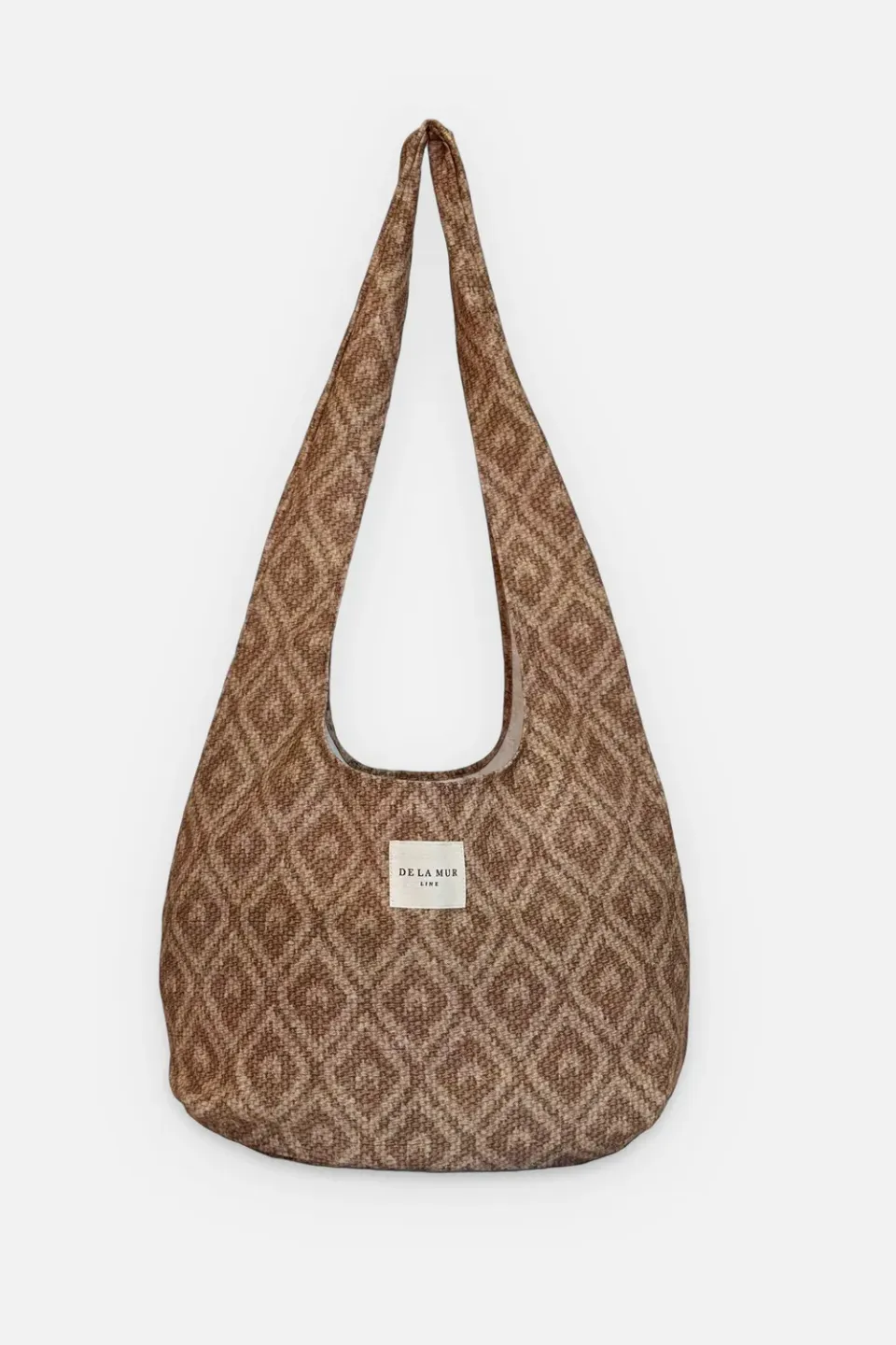 De La Mur Fati oval stoffveske beige mønstret