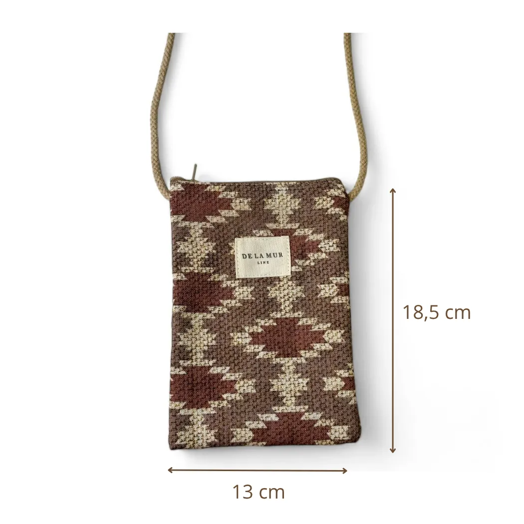 De La Mur Eral mobilveske beige geometrisk 13x18,5 cm