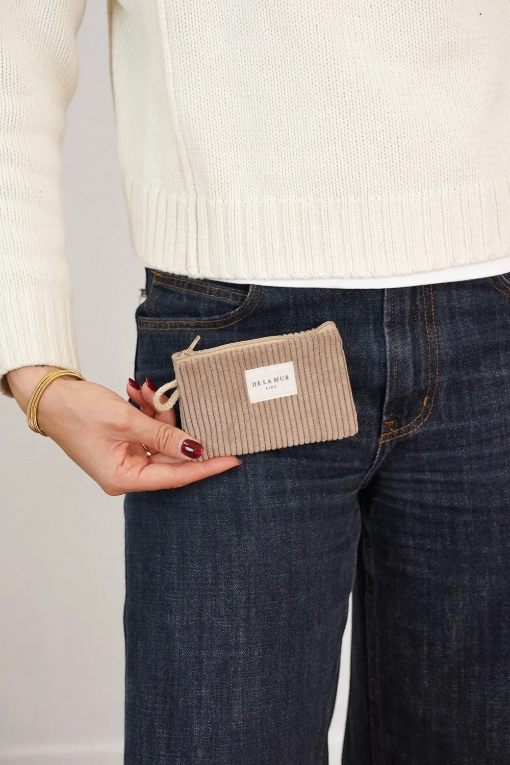 De La Mur Toast lommebok beige 12x8 cm cordfløyel