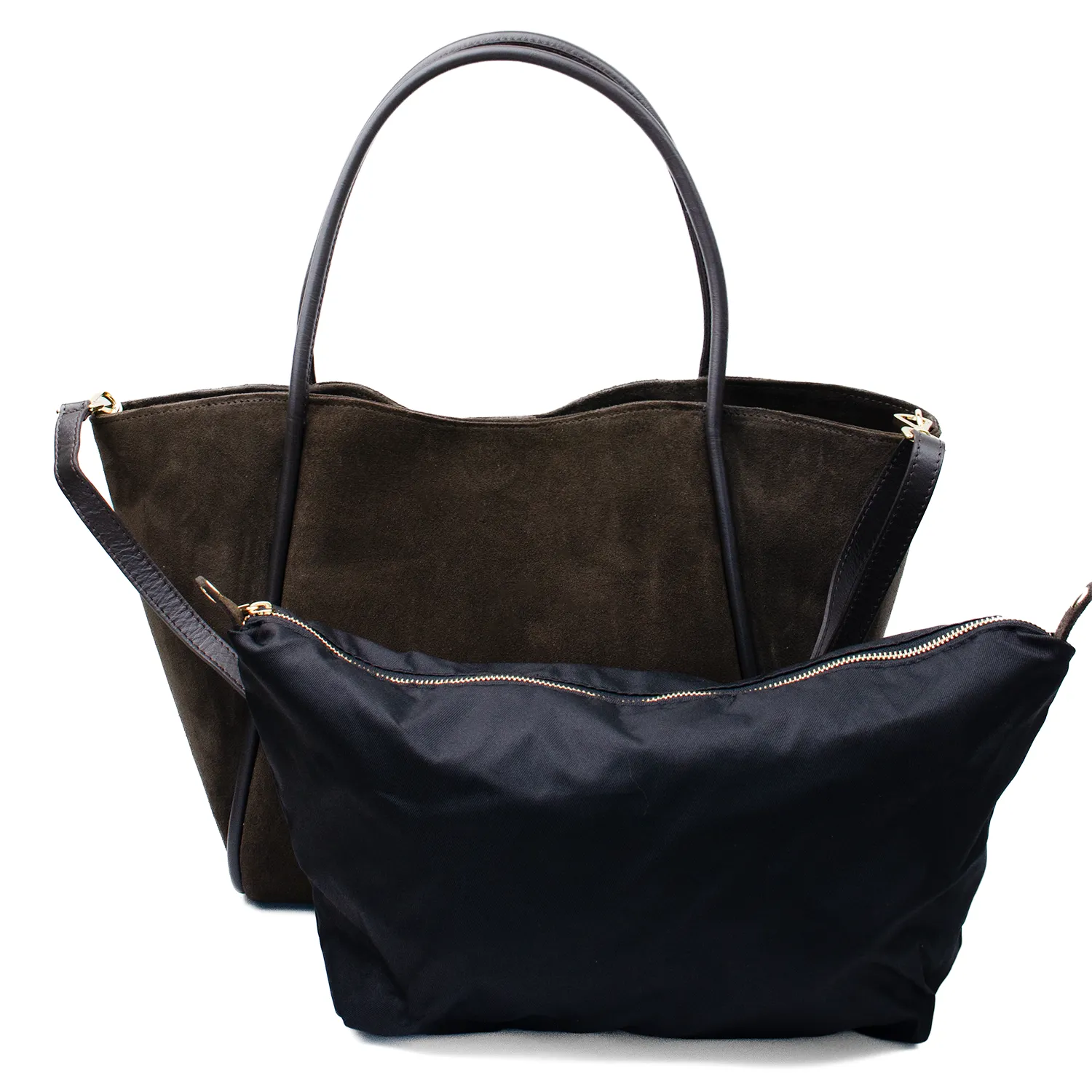 Latalia Florence XL shoppingveske espresso semsket skinn