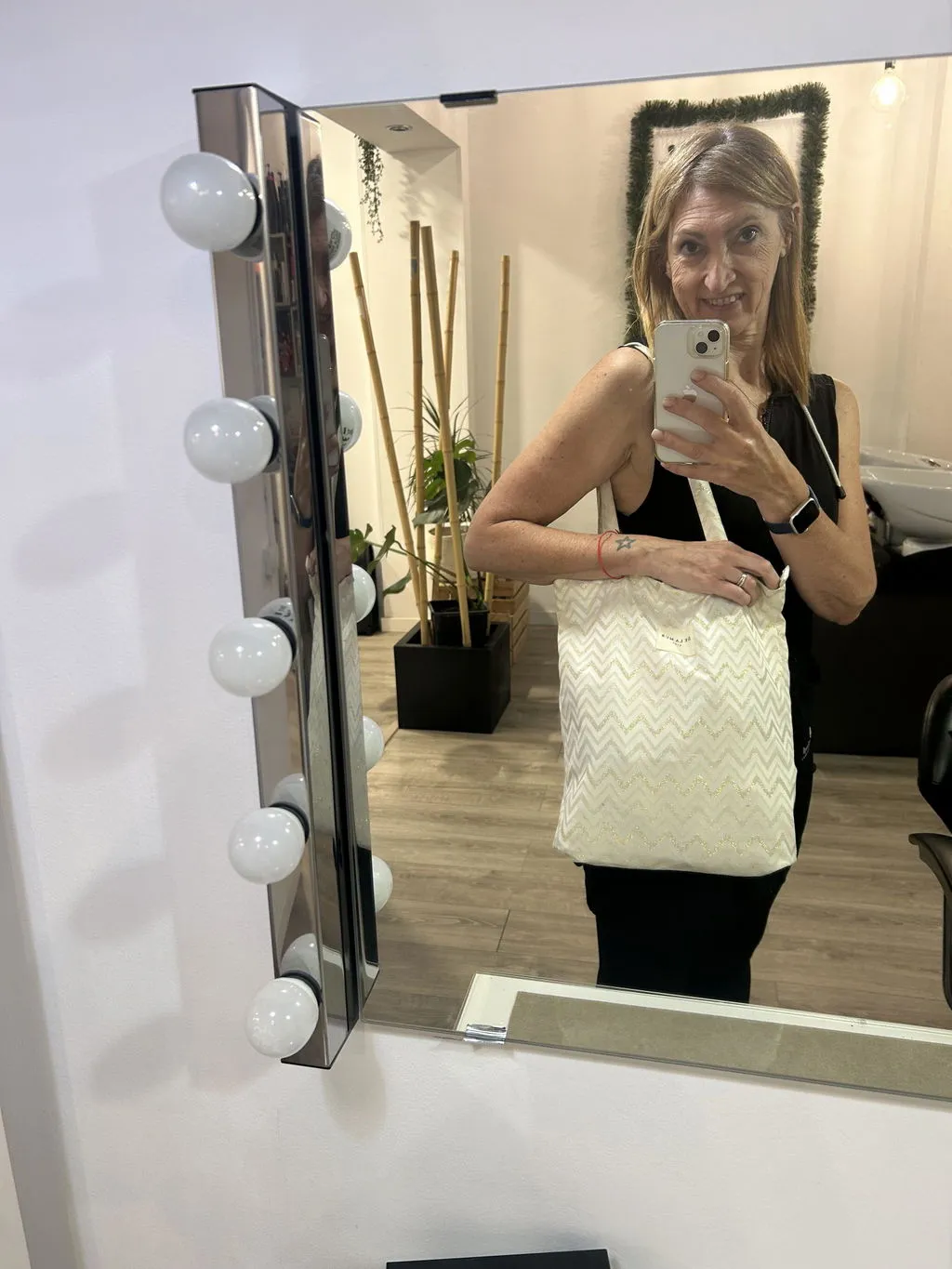 De La Mur Astro totebag beige sikksakk glidelås