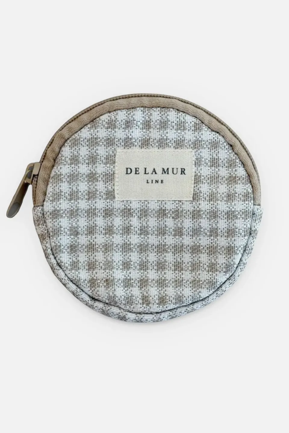 De La Mur Vison rund myntpung 10,5 cm beige ruter