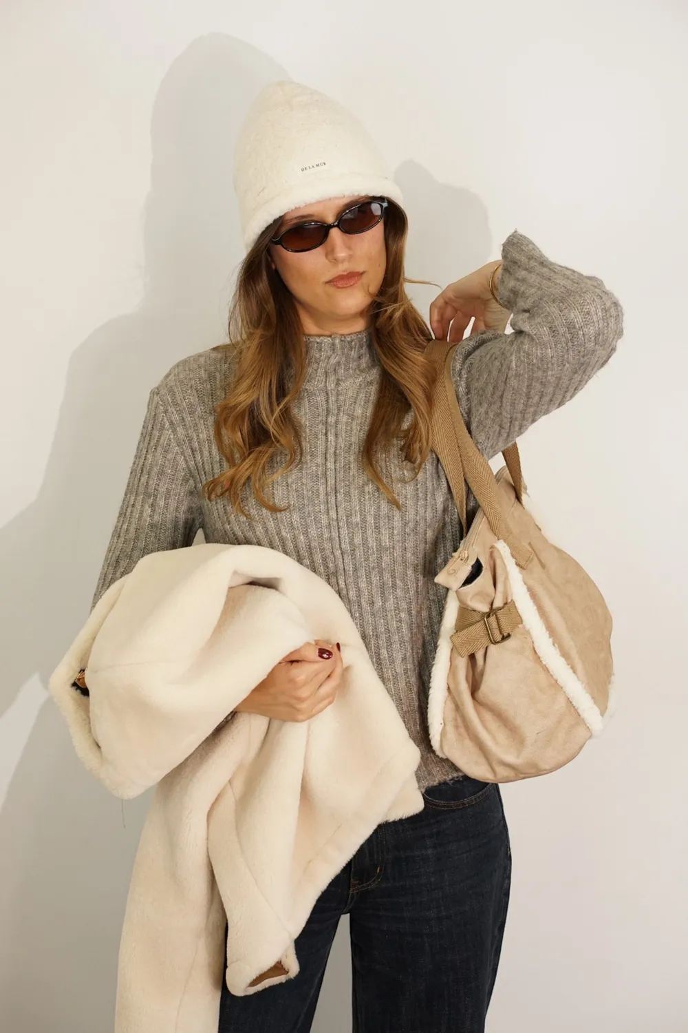 De La Mur Cipria stor veske 45 cm beige dobbeltsidig
