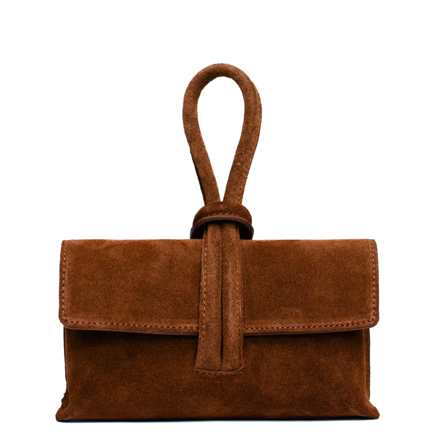 Latalia Barletta clutch melkesjokolade semsket skinn