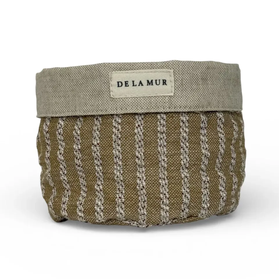 De La Mur Sage liten kurv beige stripet