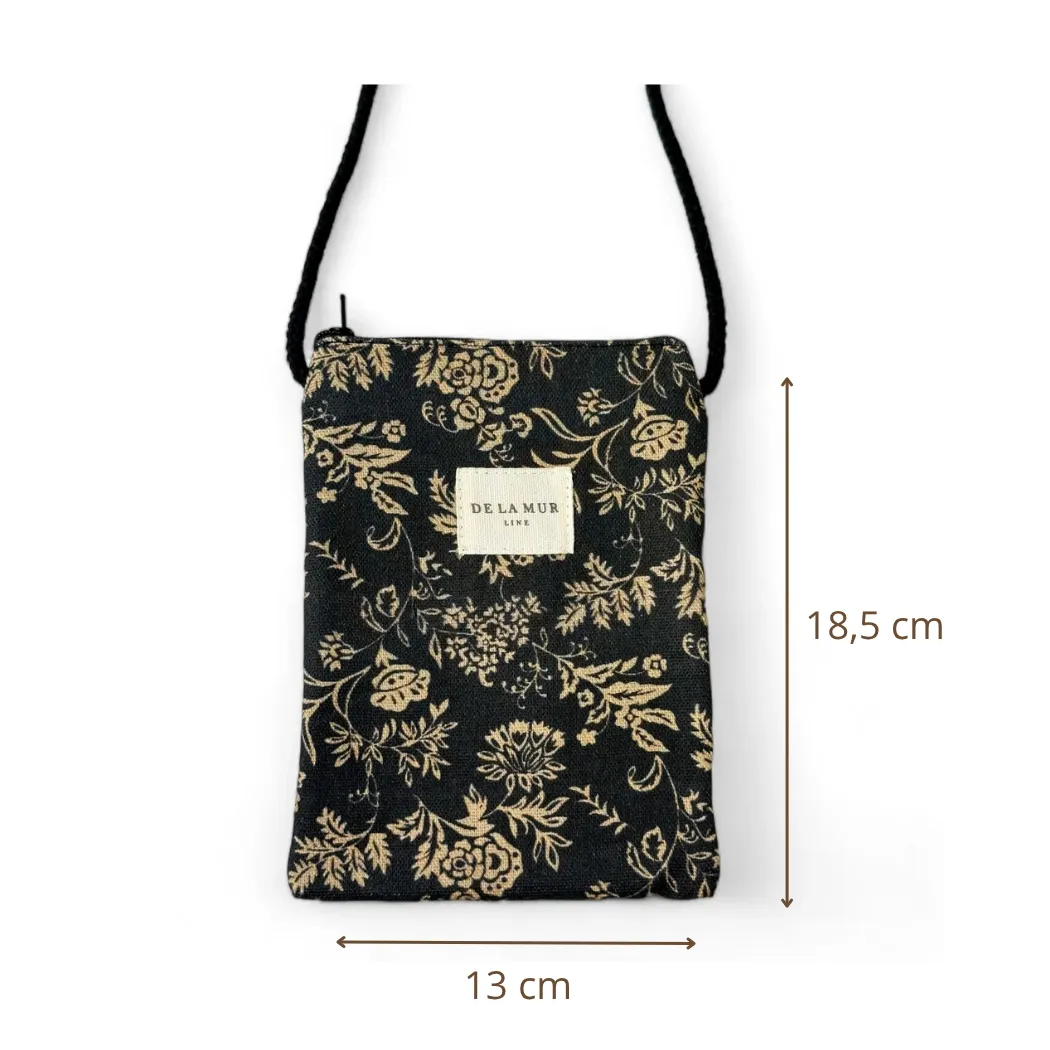 De La Mur Elisa mobilveske beige blomst 13 cm