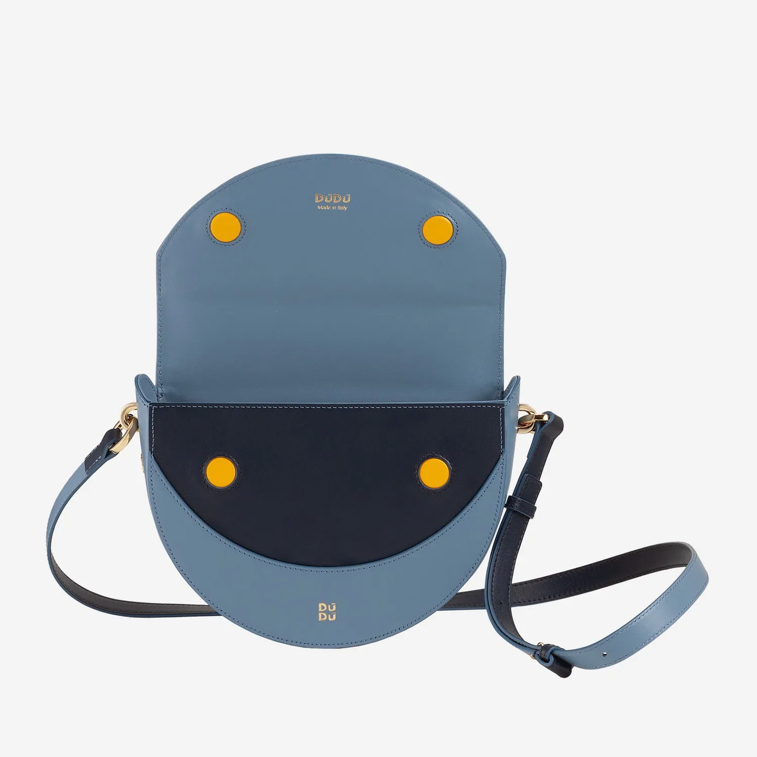 DuDubags Smile skulderveske svart – halvmåne skinn