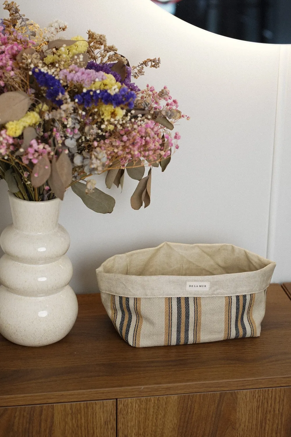 De La Mur Marco kurv sennep beige 14x21x12 cm jacquard