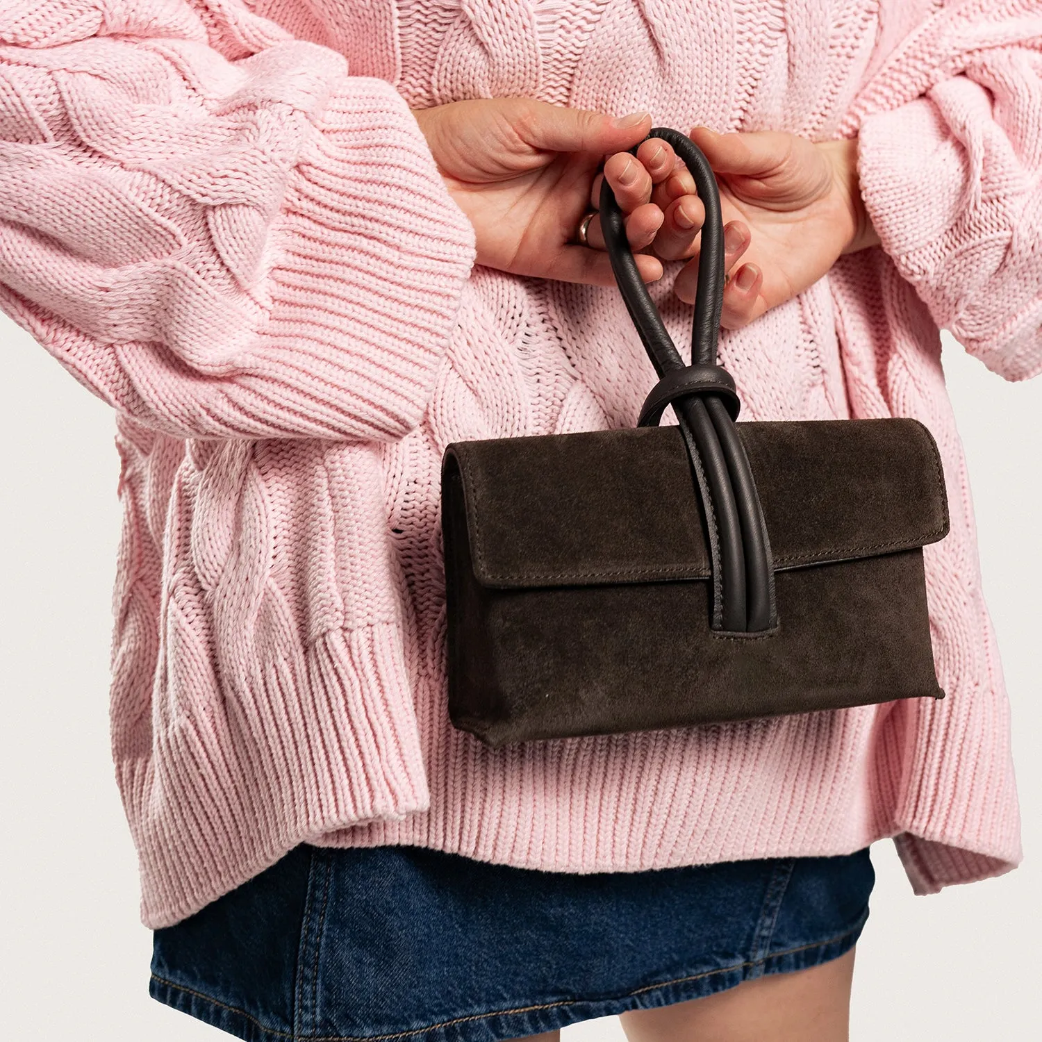 Latalia Barletta clutch semsket veske espresso